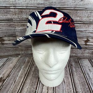 Vintage Rusty Wallace 2 Miller Lite Beer NASCAR Logo Snapback Blue Cap Hat NWOT